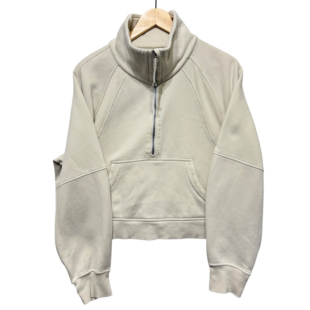 Lululemon Scuba Oversized Funnel Neck Half Zip‎ Sweatshirt White Opal M/L - Picture 3 of 10